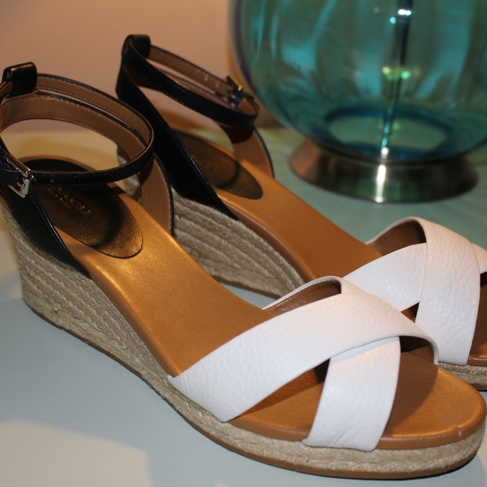 Coach "Hanna" Leather Wedge Sandals (Size 11)